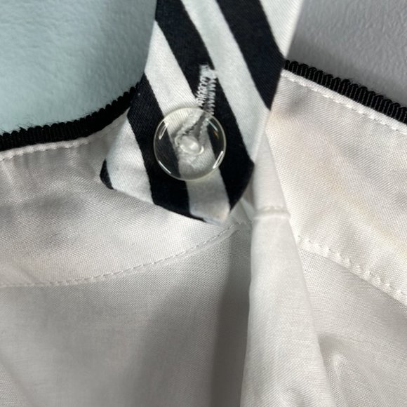 White House Black Market Strapless Halter Dress Black White Stripe Midi Size 10 - Picture 5 of 10